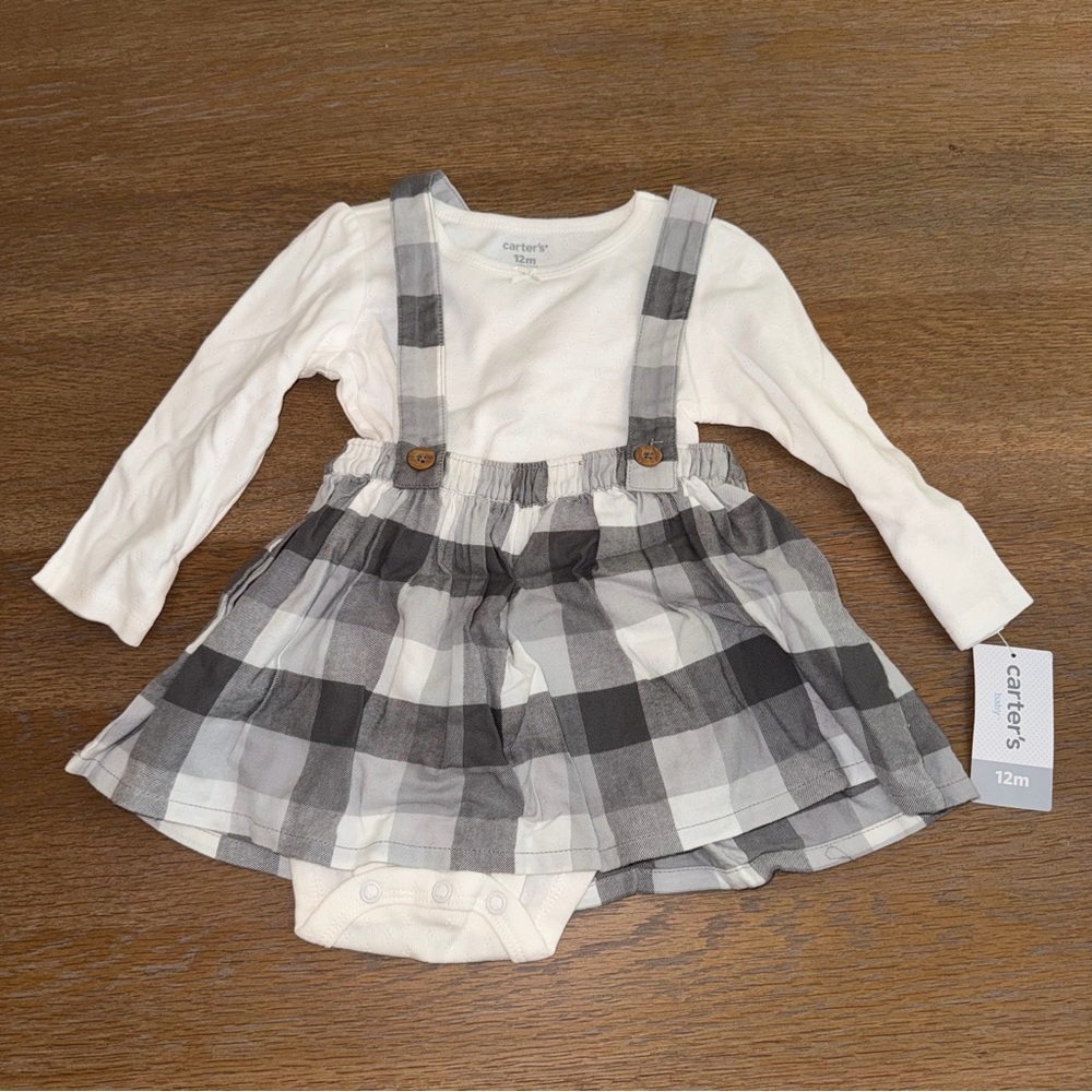 Carter’s Baby Holiday Bodysuit & Plaid Skirtall Set.